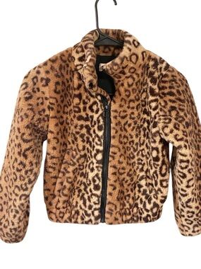 Little Girls Animal Leopard Print Spotted‎ Zip Up Jacket Size 7